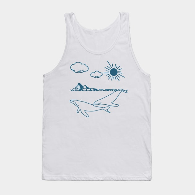 Whale, Humpback whale, Minimal art, Mammal Tank Top by Strohalm